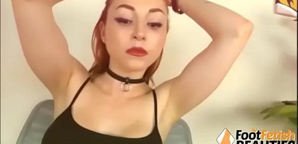  Teen redhead takes boots off and shows cute feet